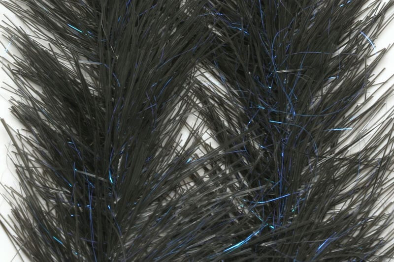 Black Translucy fly brush with dense translucent synthetic fibers and subtle blue tinsel flash for fly tying