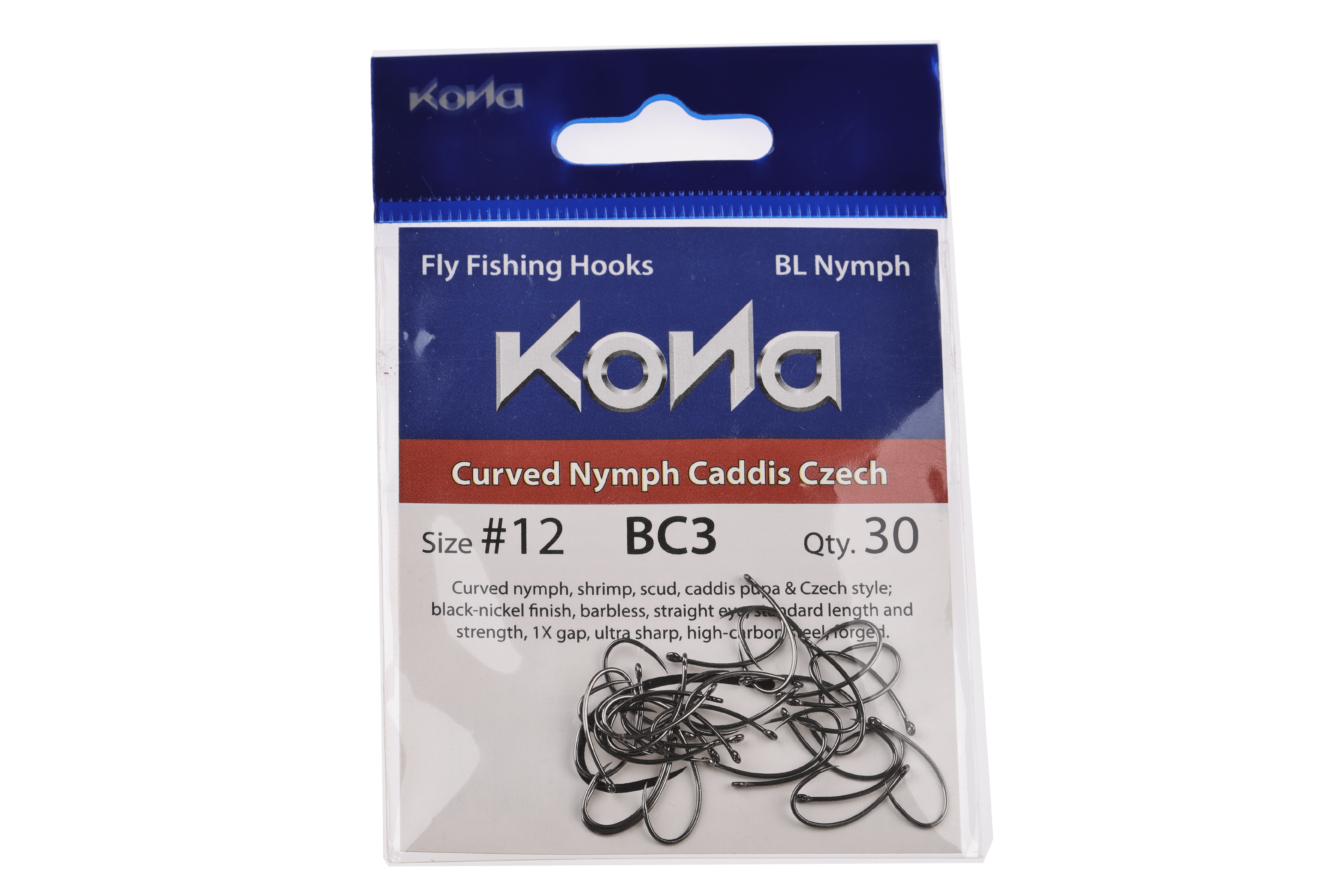 Kona BC2 Barbless Curved Nymph Emerger Shrimp Hooks