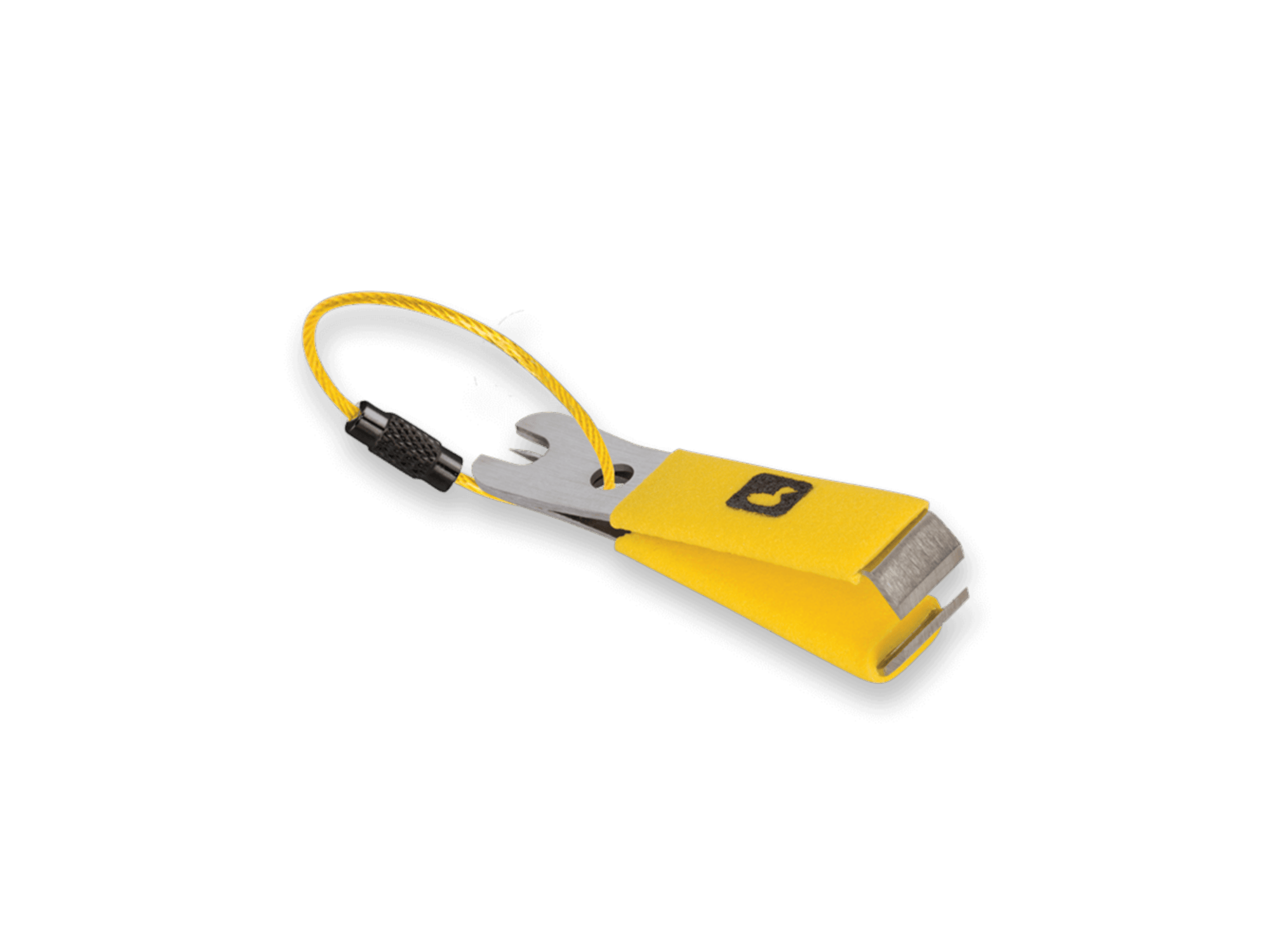 Loon Classic Nipper: stainless steel blades with yellow foam sheath and yellow lanyard with black clasp, fly tying tool