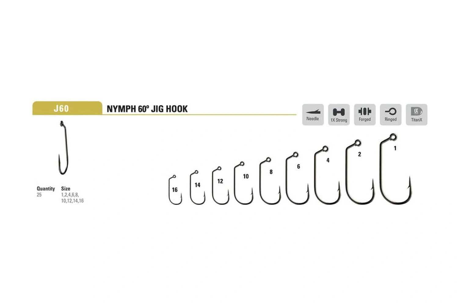 Mustad Alpha Point J60AP Nymph Fly Jig Hook