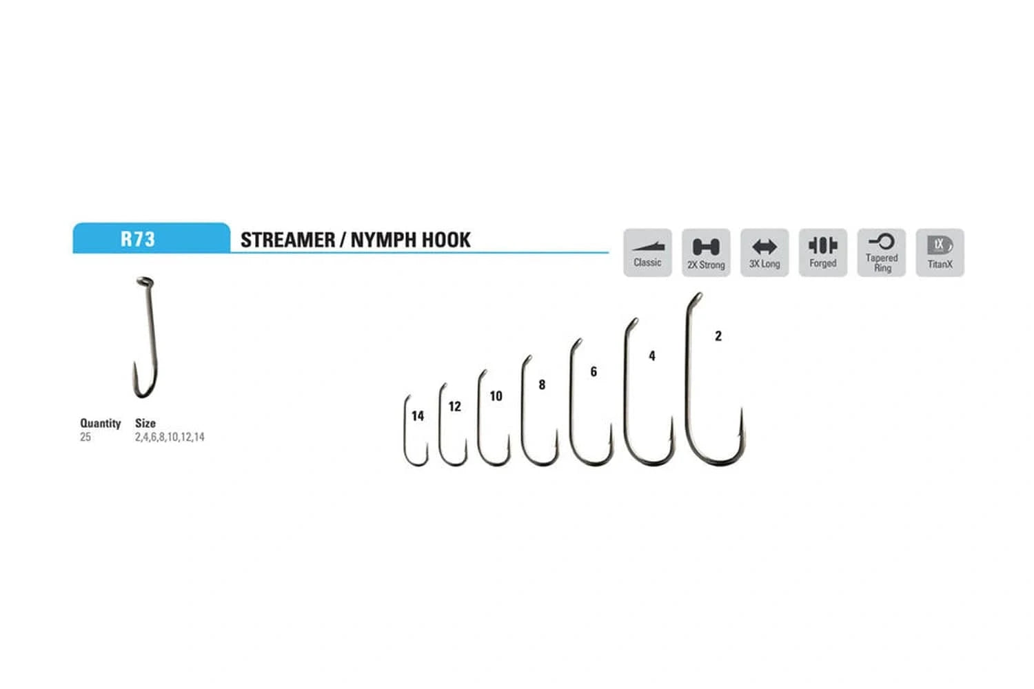 Mustad Alpha Point R73XAP 3X Long Streamer Fly Hook