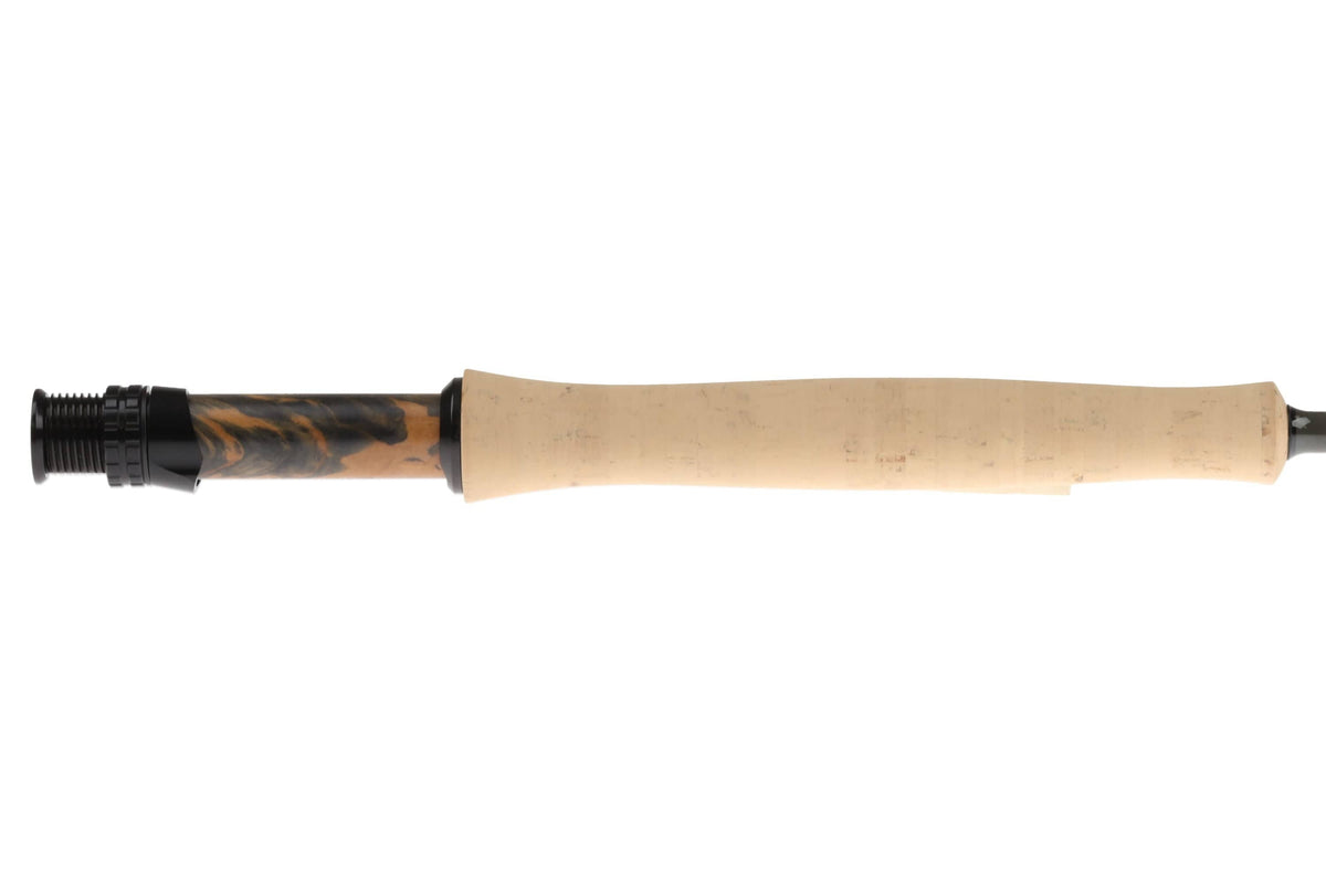 Orvis Recon 3 fly rod with tan cork grip and marbled black-brown composite reel seat and black hardware