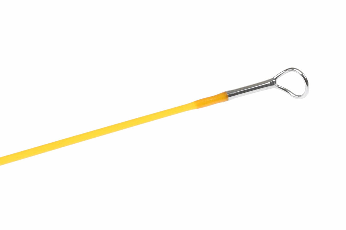 Redington Butter Stick fly rod tip in butter-yellow fiberglass with chrome guide ring and metal ferrule