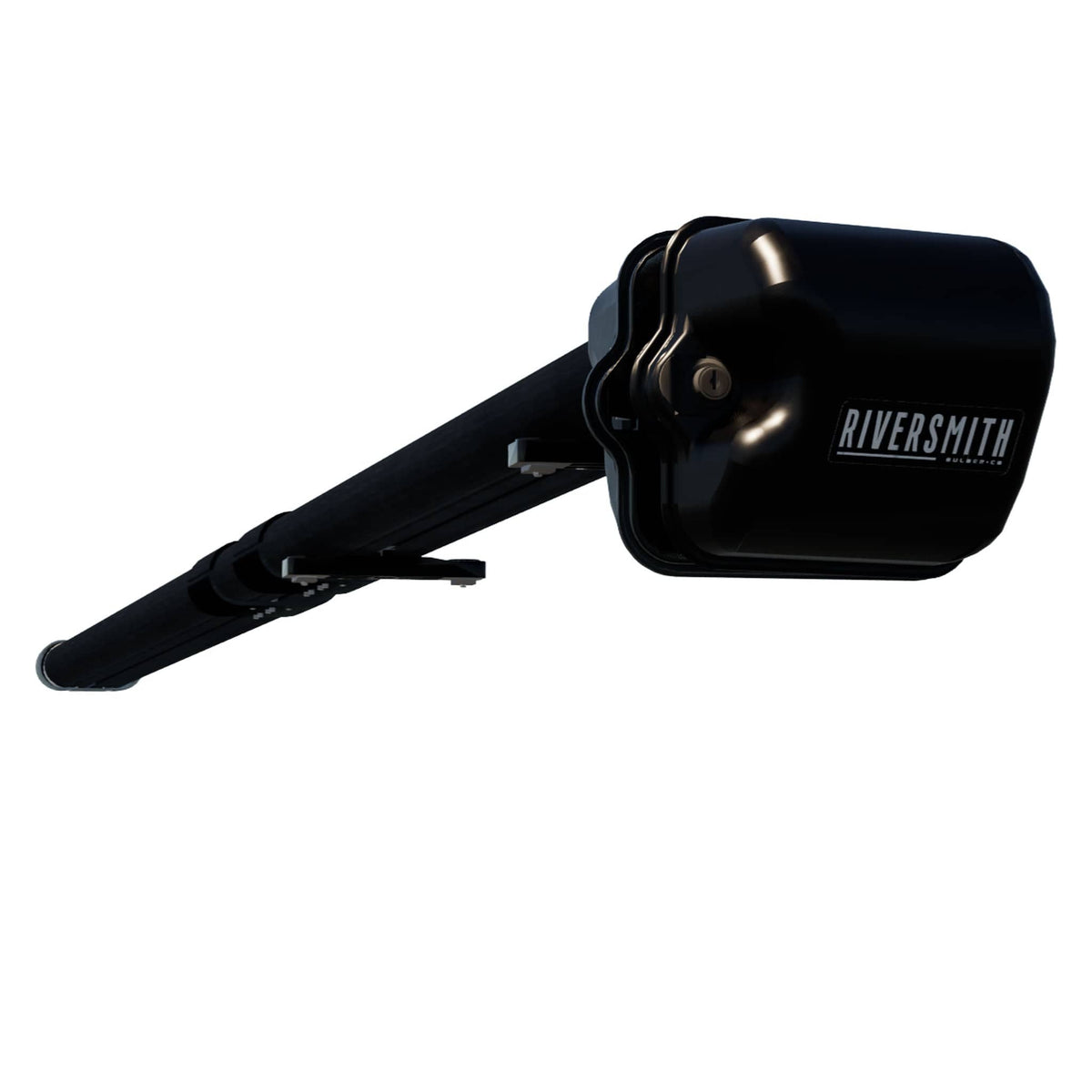Black Riversmith Euro River Quiver 11'4 fishing rod rack with adjustable clamps mounted on vehicle