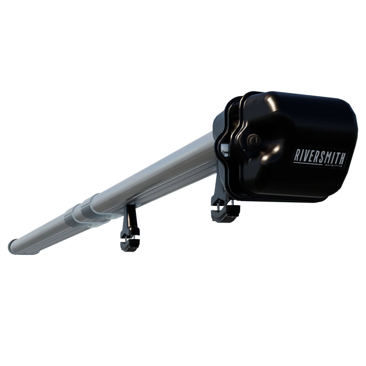 Riversmith Euro River Quiver 11'4 black and gray fishing rod rack mounted on vehicle roof