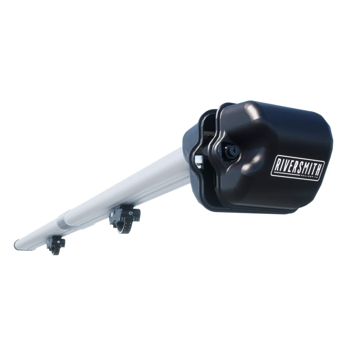 Riversmith River Quiver black fishing rod rack with silver aluminum boom and mounting brackets for vehicles