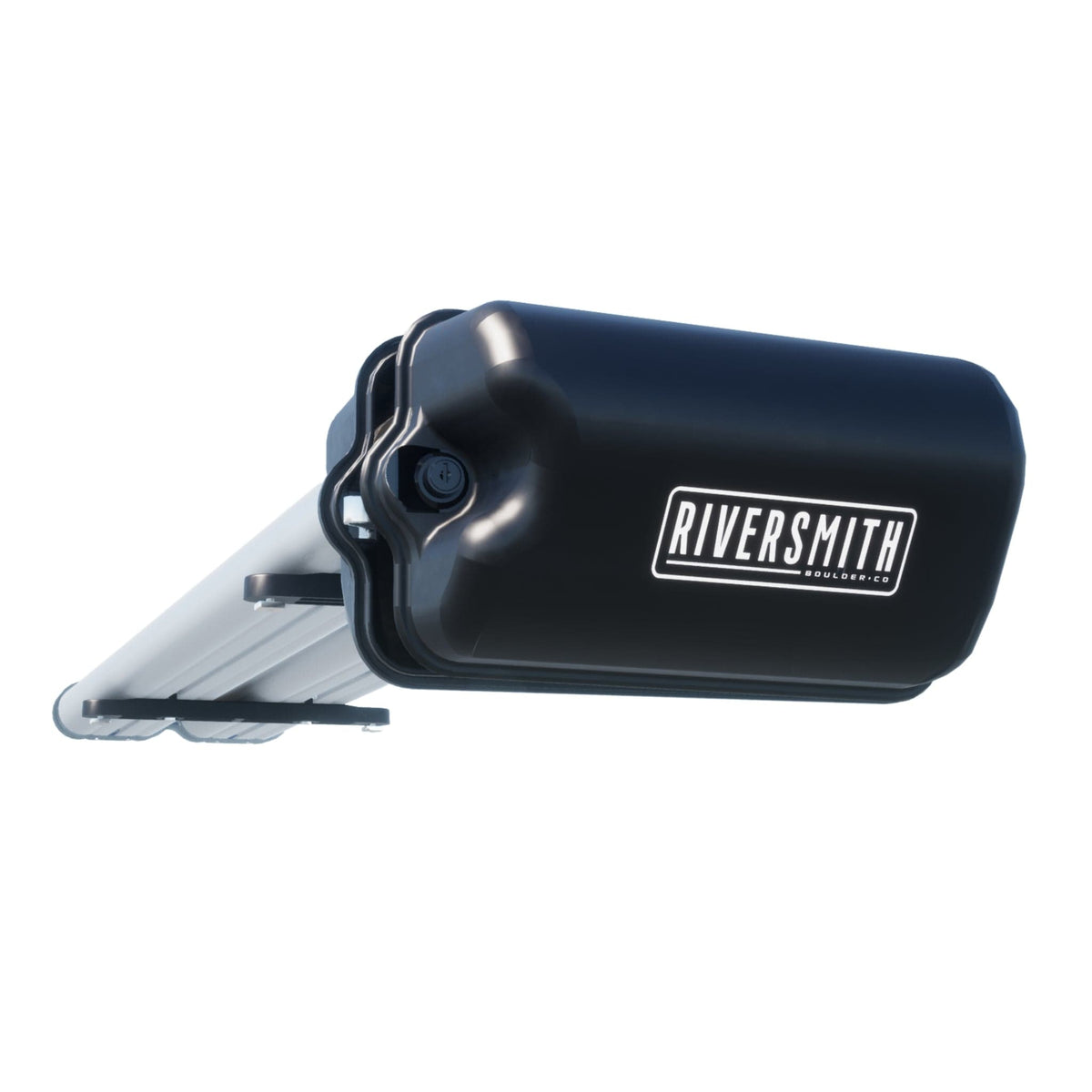 Riversmith ShortCut black river quiver fishing rod rack with mounting clamp and gray base pad