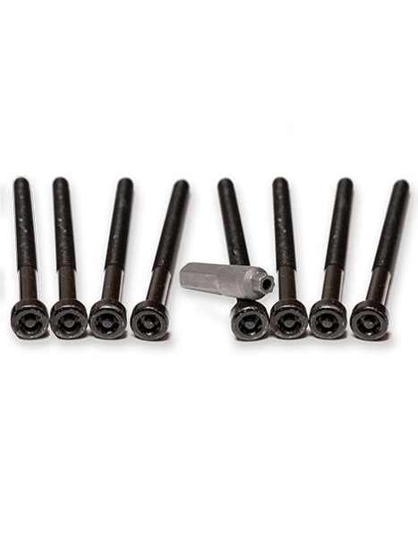 Riversmith standard mount locking bolt set featuring eight black metal fasteners with hex sockets and one chrome wrench tool