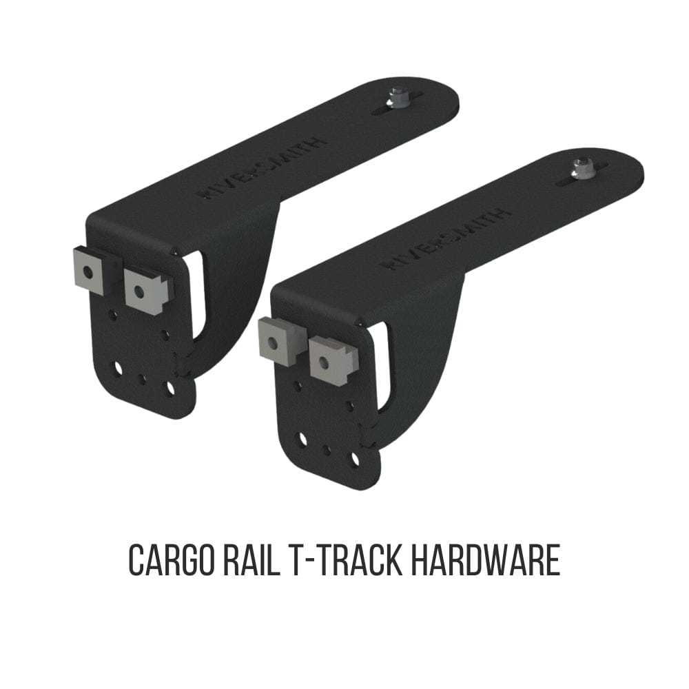 Black cargo rail T-track hardware mounting brackets for truck bed rod racks and accessories