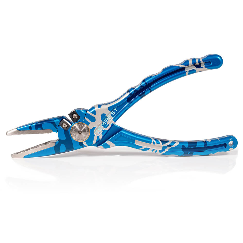 Hatch Splash Camo Tempest 2 Plier, blue camo splatter anodize with light blue paint fill