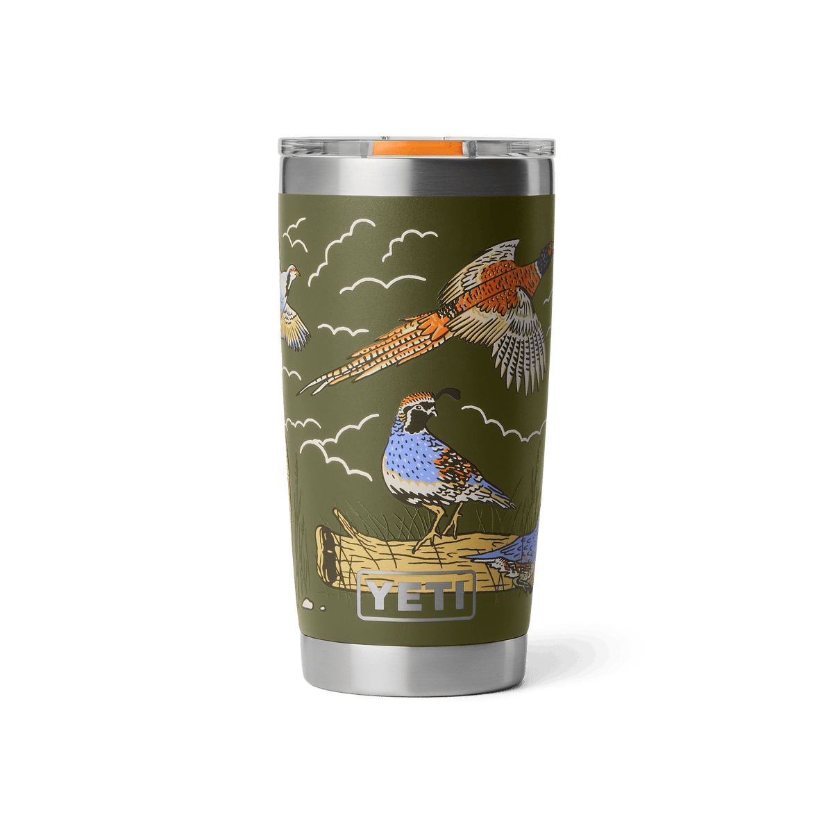 YETI Rambler 20 oz Tumbler in Upland Bird Olive, front view