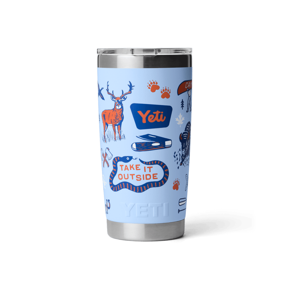 YETI Rambler 20 oz Tumbler in Big Sky Summer Camp, back view