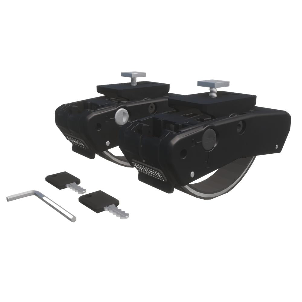 Riversmith Quick Release Mount black rod rack clamp with silver hardware and adjustment wrench included