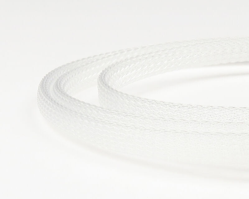 Clear translucent braided plastic body tubing coiled with textured mesh surface for fly tying, Fish-Skull Blane Chocklett
