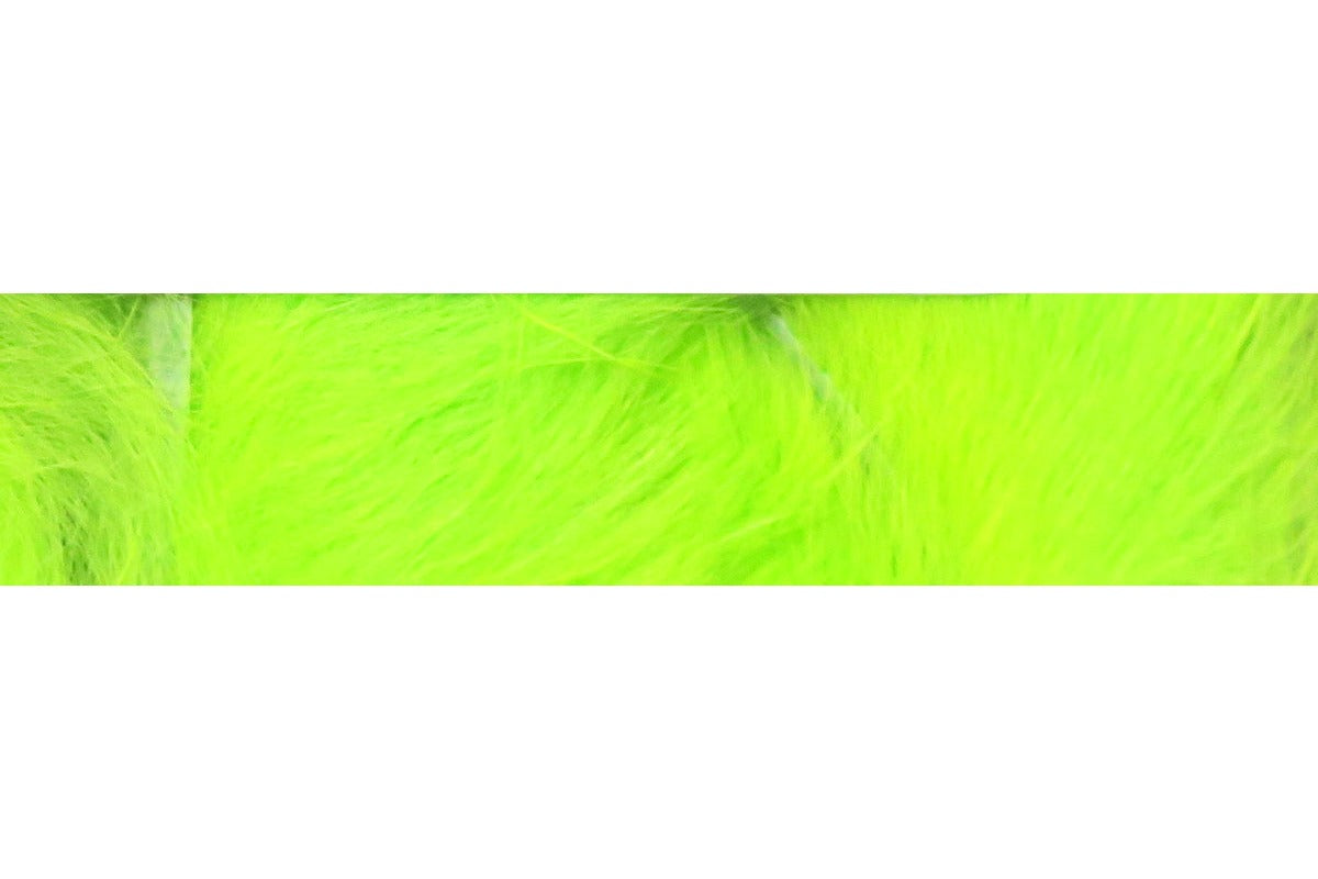 Fluorescent chartreuse silky bunny strips with soft long fur fibers for fly tying