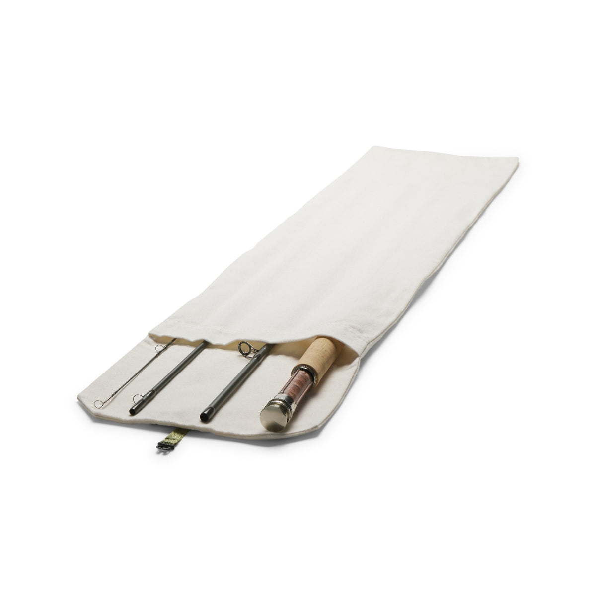 Orvis Helios F Rosenbauer Edition rod sections in the heritage canvas rod sack