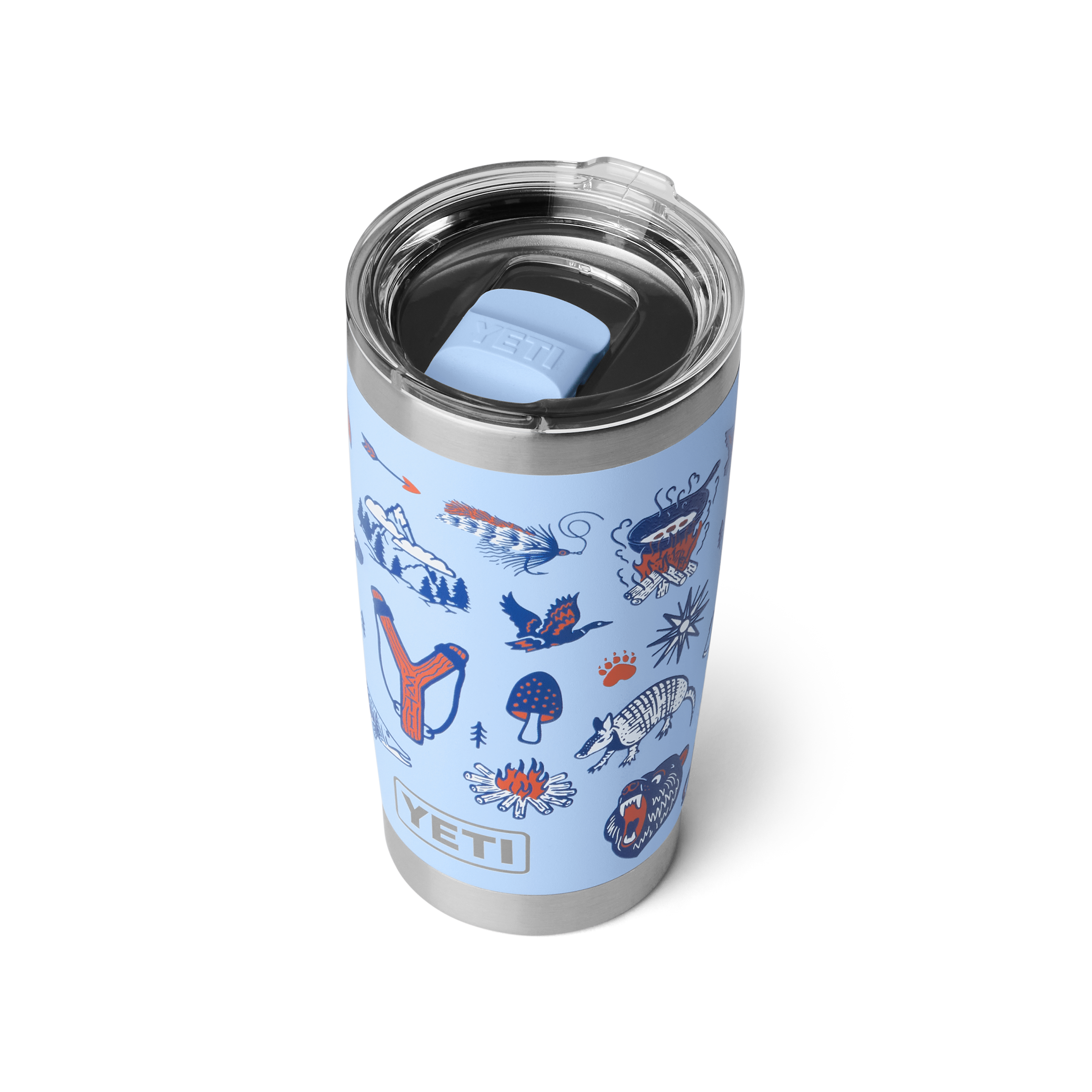YETI Rambler 20 oz Tumbler in Big Sky Summer Camp, three quarter view