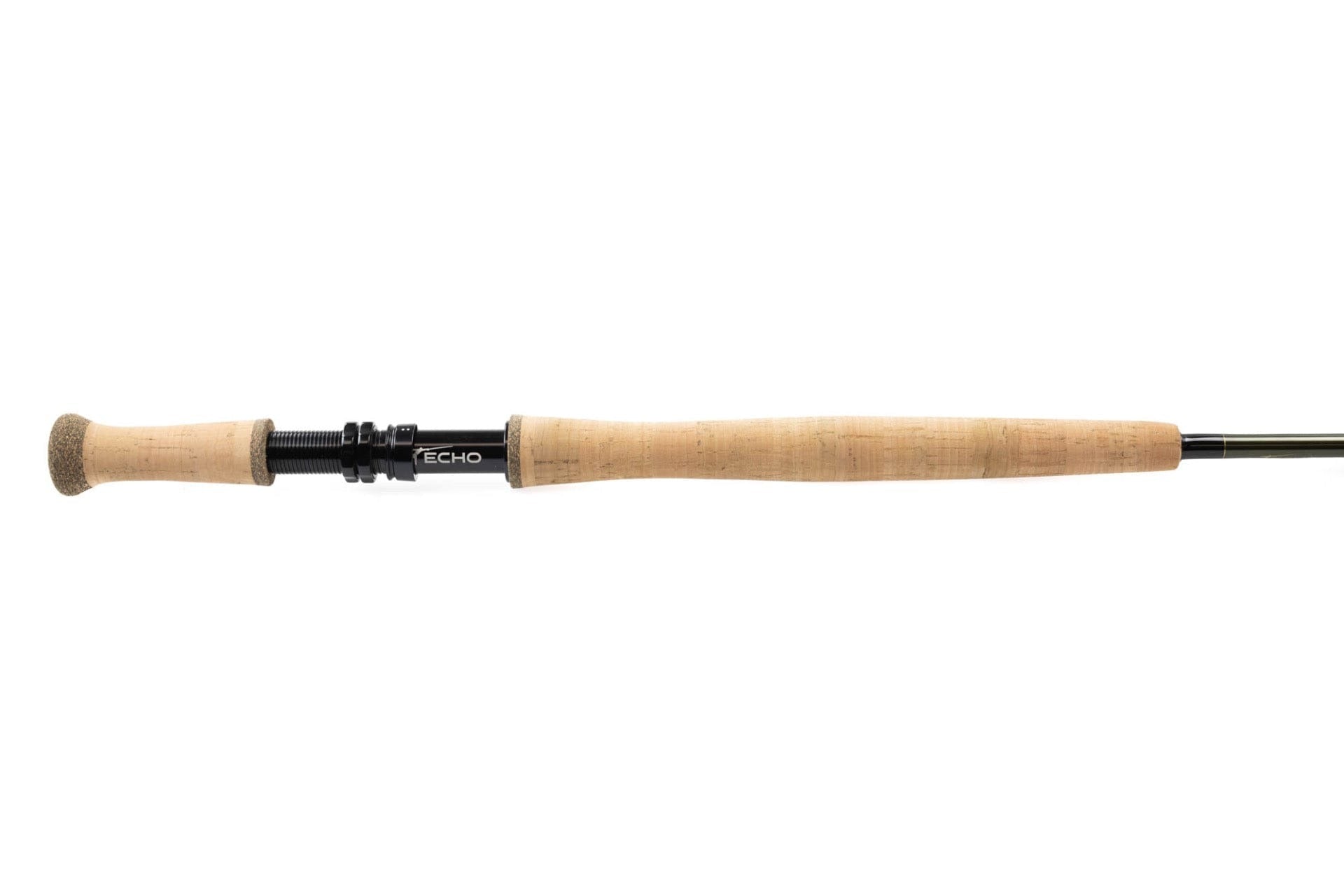 Echo Trout Spey fly rod with cork grip, black anodized reel seat and olive-green graphite blank
