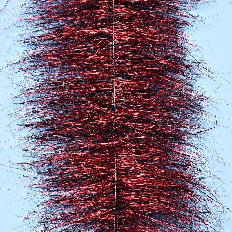 Enrico Puglisi Sparkle Brush with dense metallic red tinsel and black synthetic fibers for fly tying