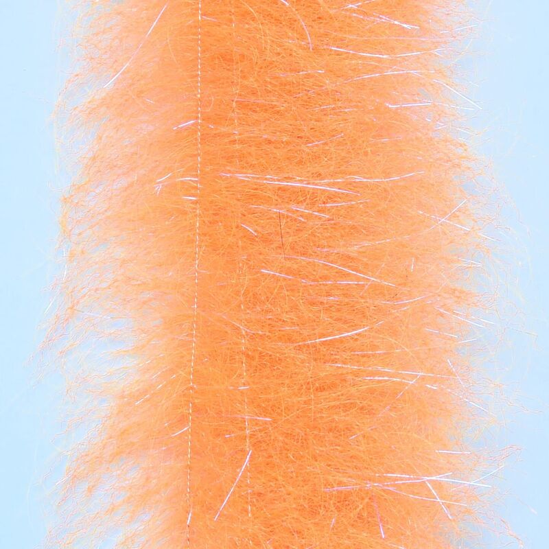 Orange Enrico Puglisi shrimp dub brush with dense synthetic fibers and silver flash strands for fly tying