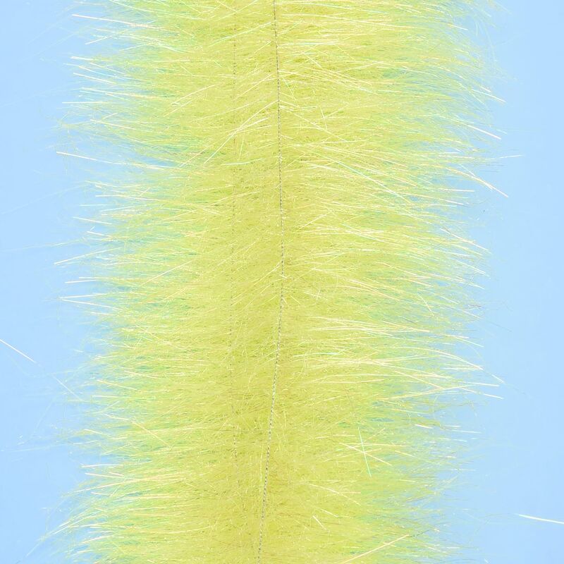 Chartreuse Anadromus brush with dense iridescent synthetic fibers and a stitched central spine for fly tying