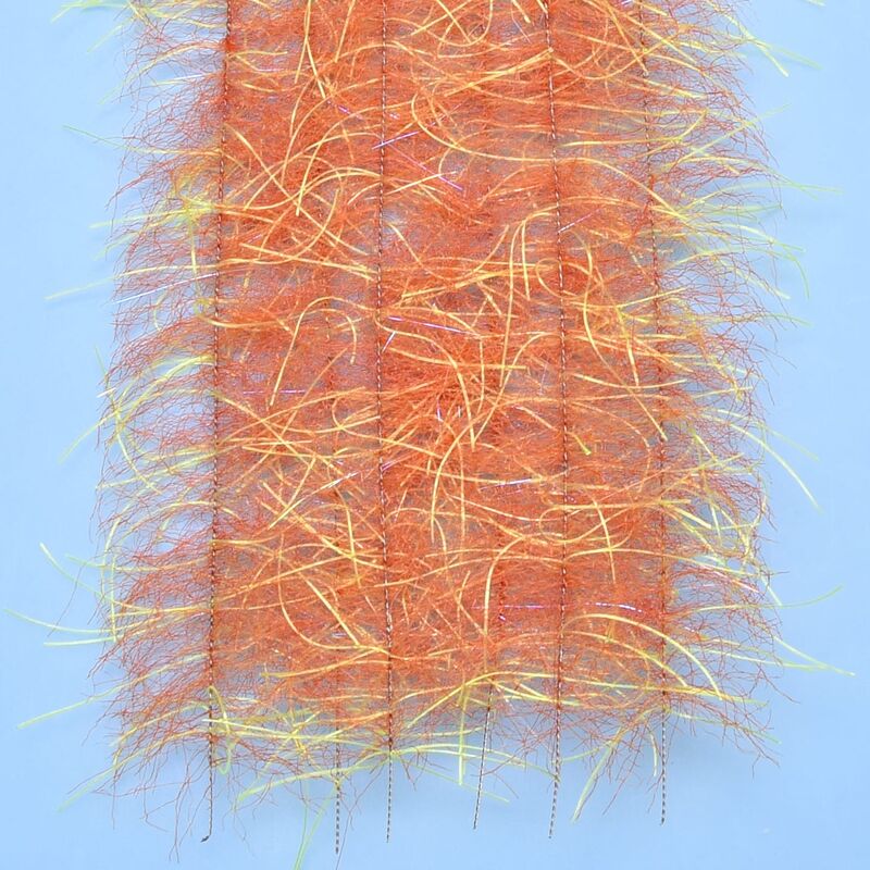 Enrico Puglisi Tarantula Hairy Legs brush with orange synthetic hairy fibers and gold tinsel accents for fly tying