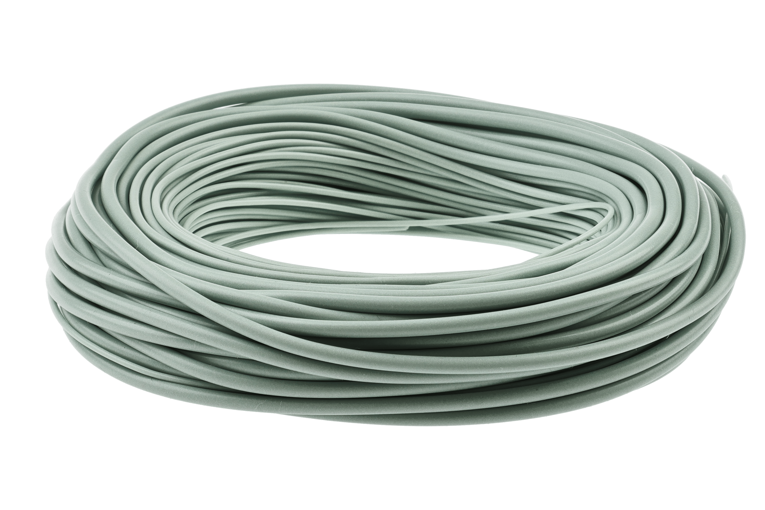 Coiled pale mint-green smooth coated fly line, Gaelforce Equalizer extreme distance head for long-distance casting