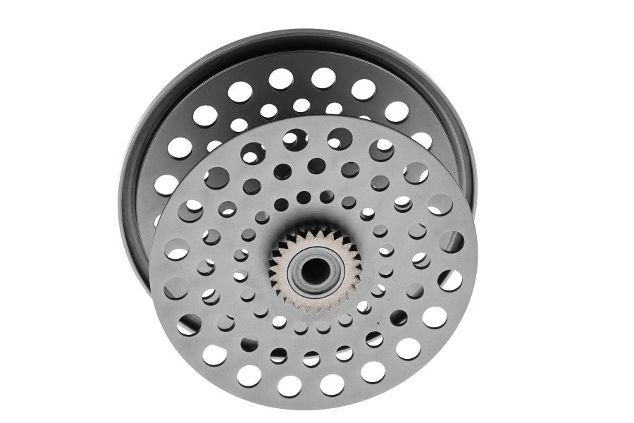 Hardy Marquis LWT spare spool with perforated aluminum design and central gear mechanism in silver gray finish