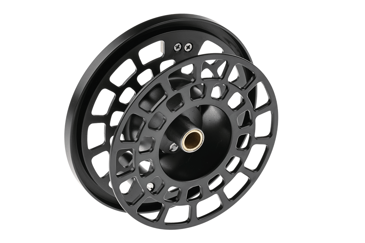 Orvis SSR Disc Spey black spare spool with perforated disc design and brass arbor for fly fishing reels