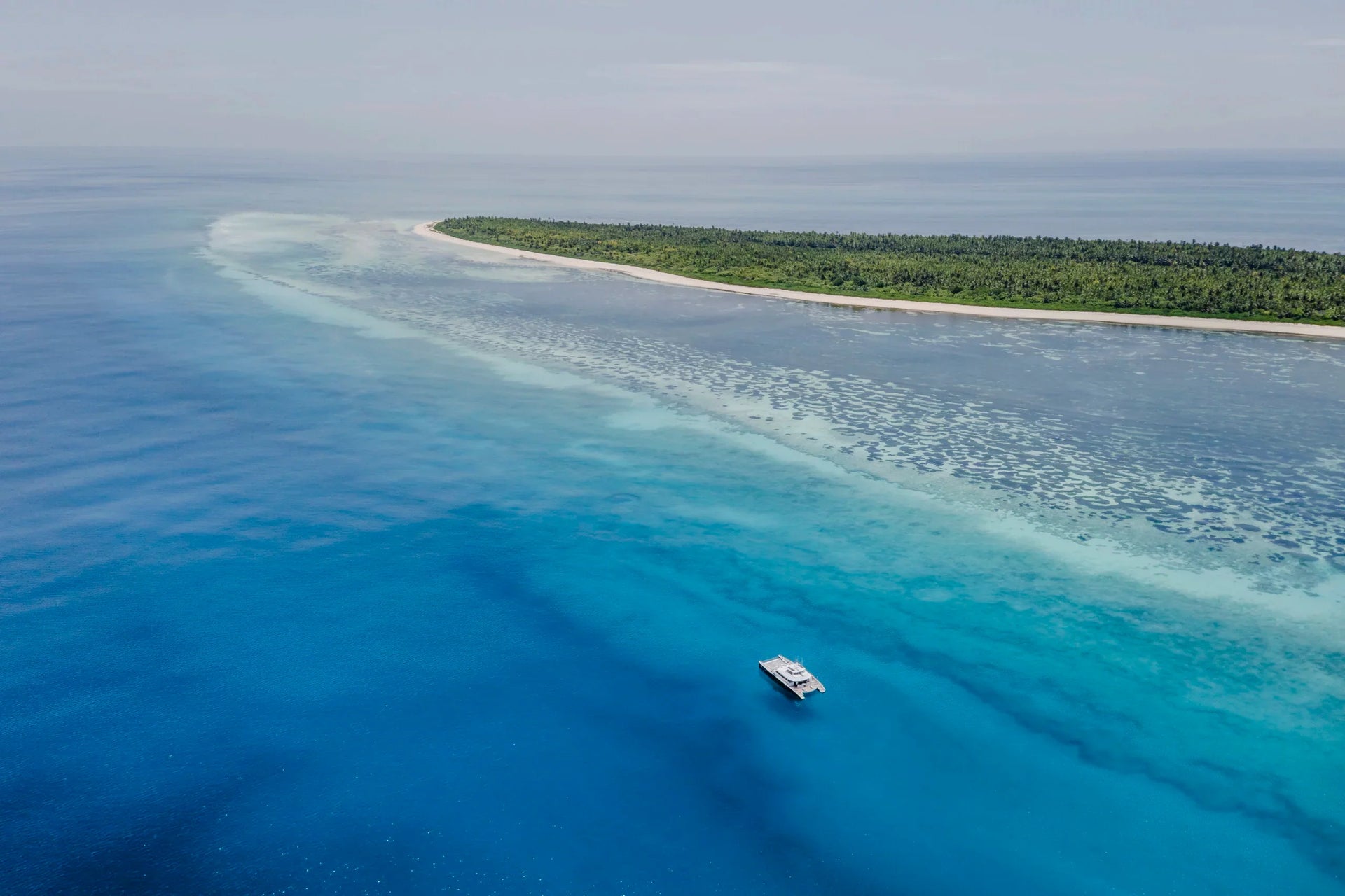 Aerial view of Providence Atoll flats