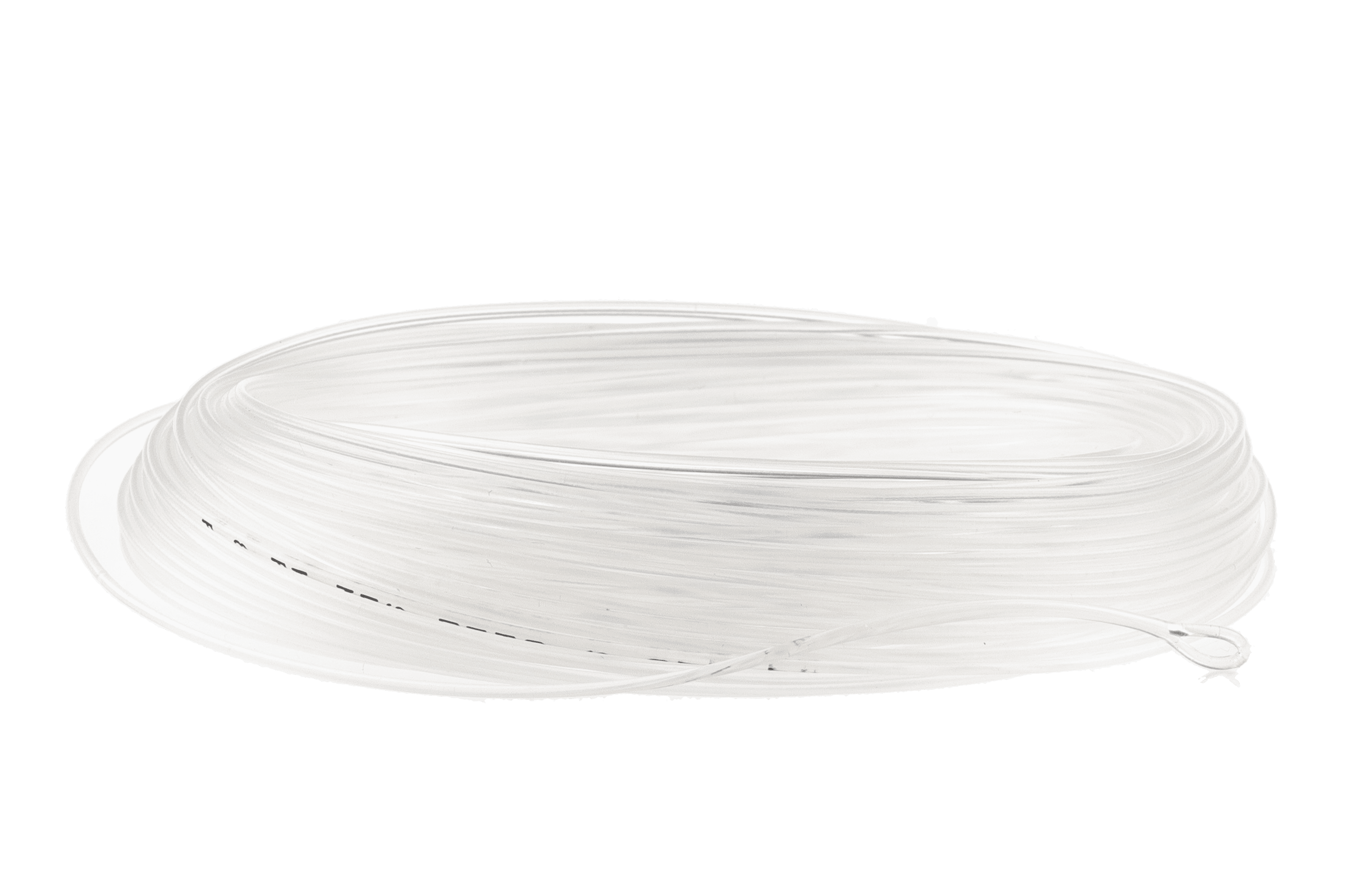 Scientific Anglers Magnitude Smooth Grand Slam fly line in clear white, coiled on white background