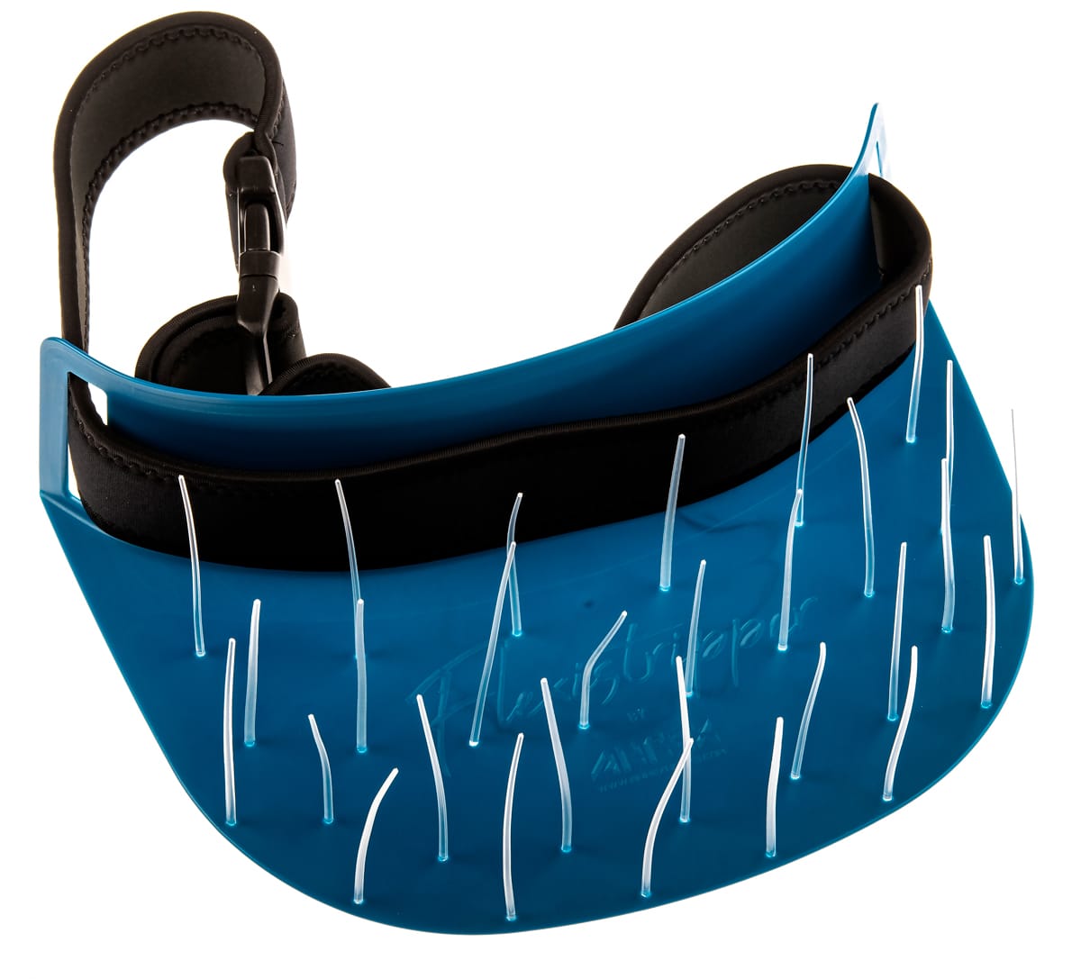 Ahrex Flexistripper blue flexible plastic line basket with clear nylon bristles and black neoprene padded strap and buckle