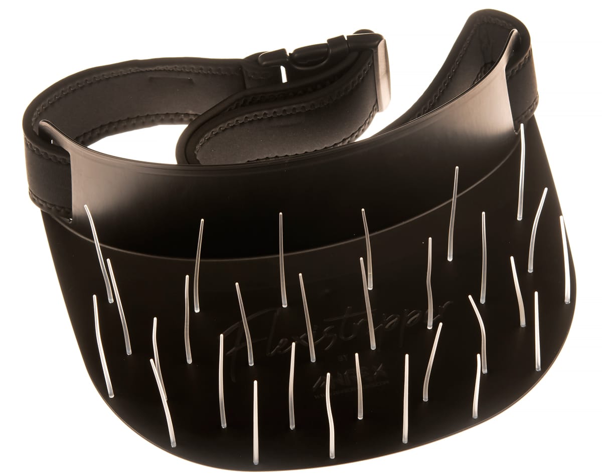 Ahrex Flexistripper black flexible plastic line basket with clear nylon prongs and padded adjustable neoprene strap