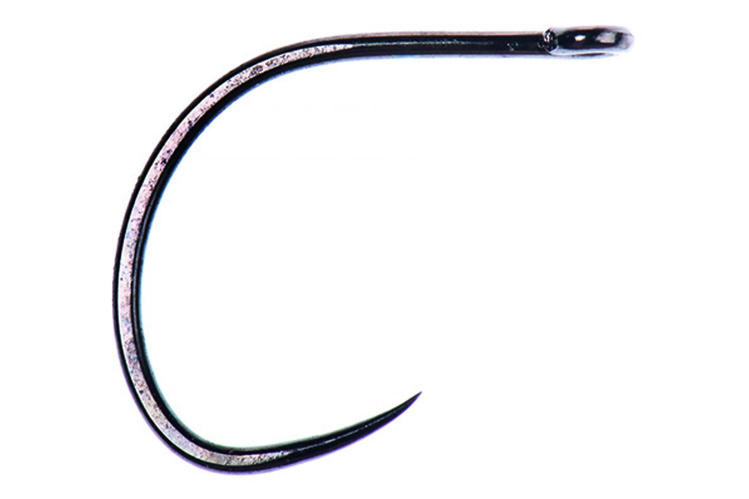 Ahrex AFW527 big-gap short-shank dry fly hook, black nickel steel, wide curved gap with fine sharp point