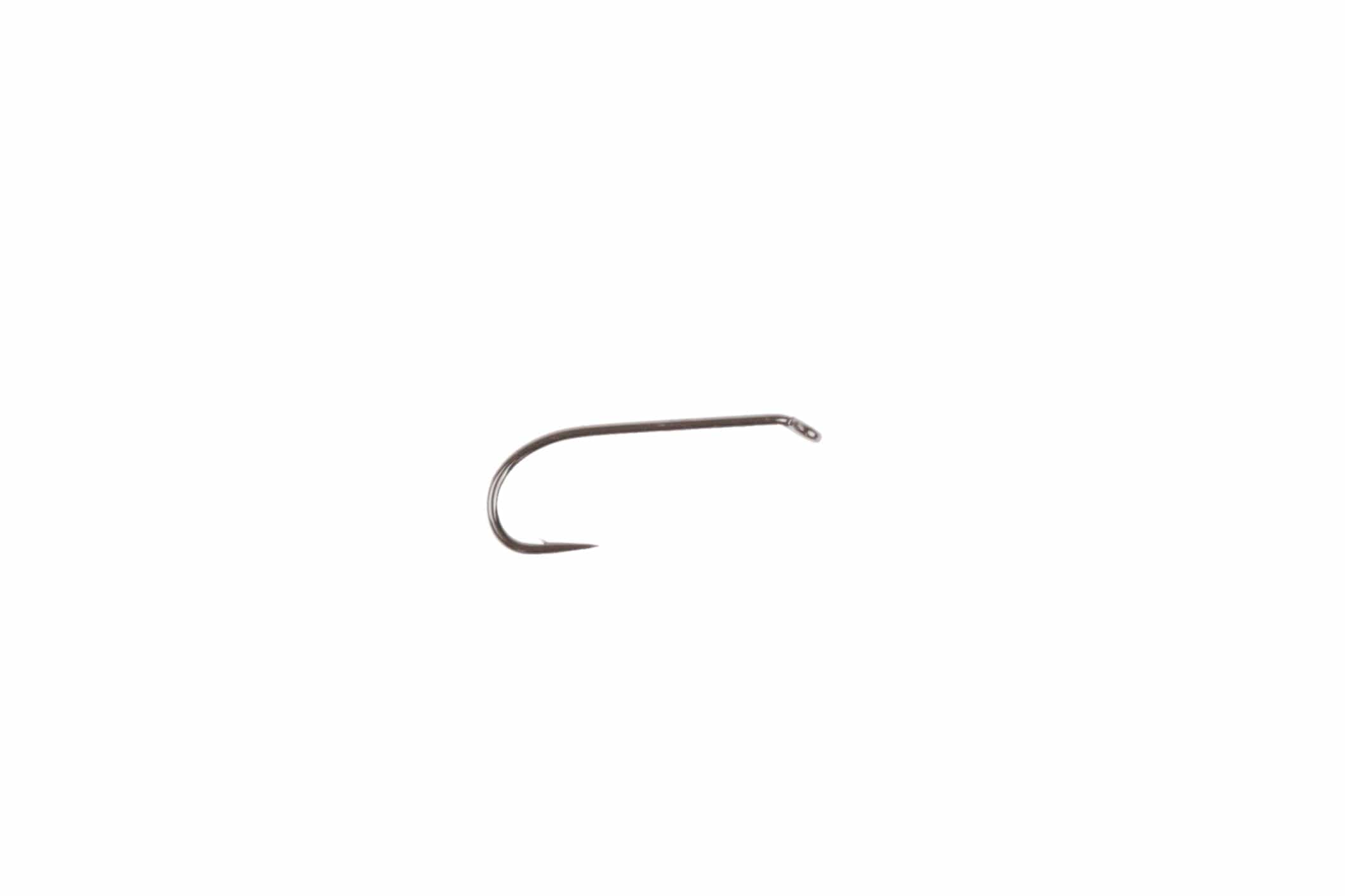 Ahrex FW560 bronze curved nymph hook with up eye, round bend and barbed point for fly tying
