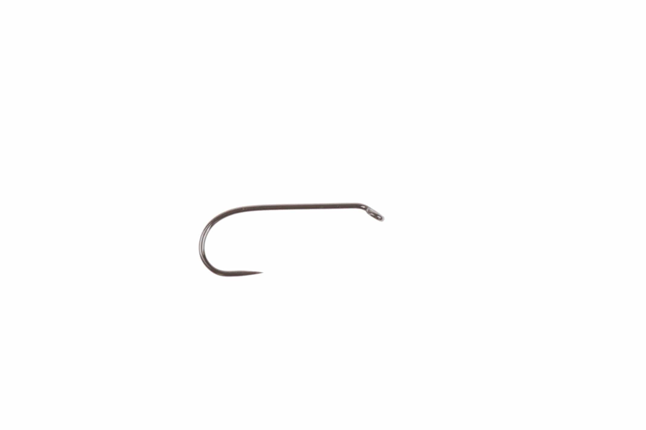 Ahrex FW561 barbless nymph hook, bronze steel finish, straight eye, curved nymph-style shank and fine point for fly tying