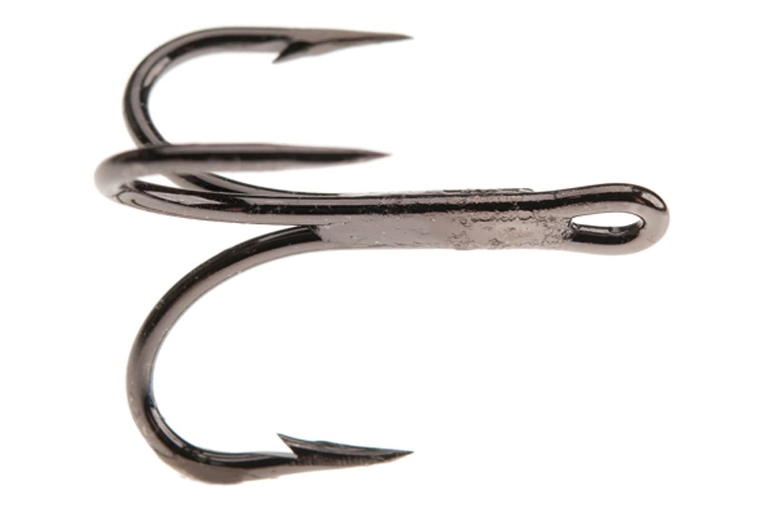 Ahrex HR450 tube treble hook in gunmetal black nickel, three barbed points and tubular eye for fly tying