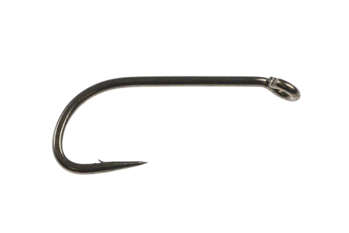 Ahrex Legacy wet fly hook, dark metallic curved steel hook with round eye, short barb, ideal for fly tying
