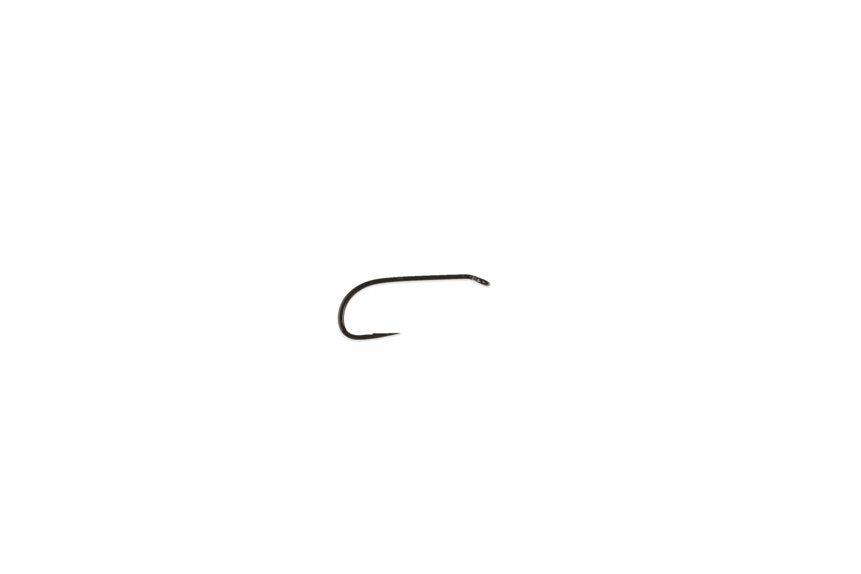 Ahrex NS115 black metal deep streamer hook with wide-gape curved shank and barbed point for fly tying
