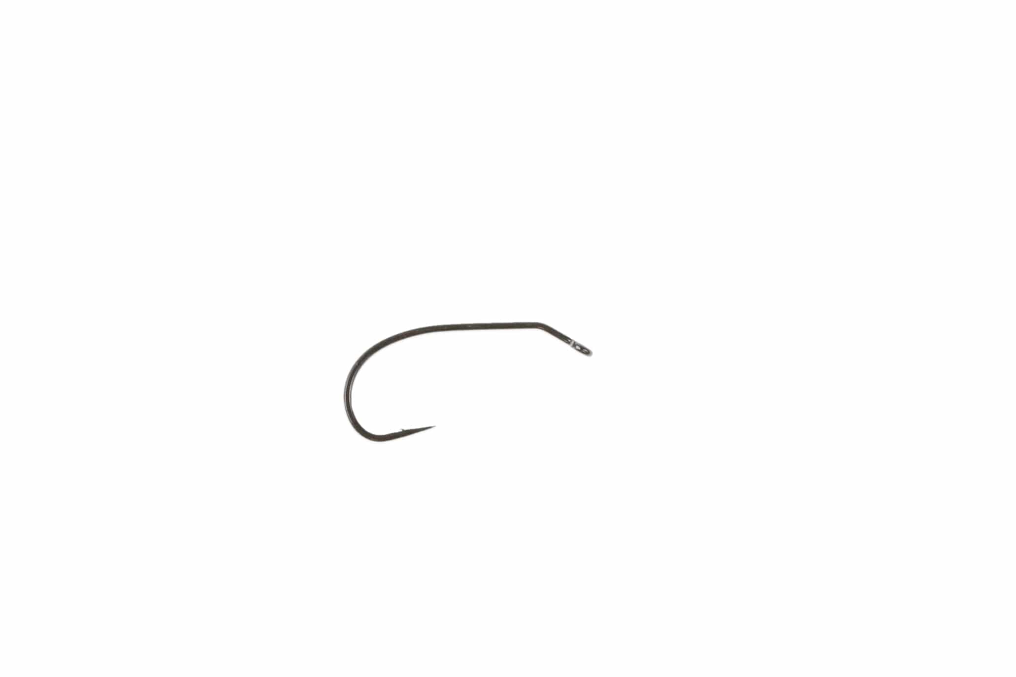 Ahrex TP650 dark gunmetal 26° bent streamer hook with curved shank, straight eye and barbed point for fly tying