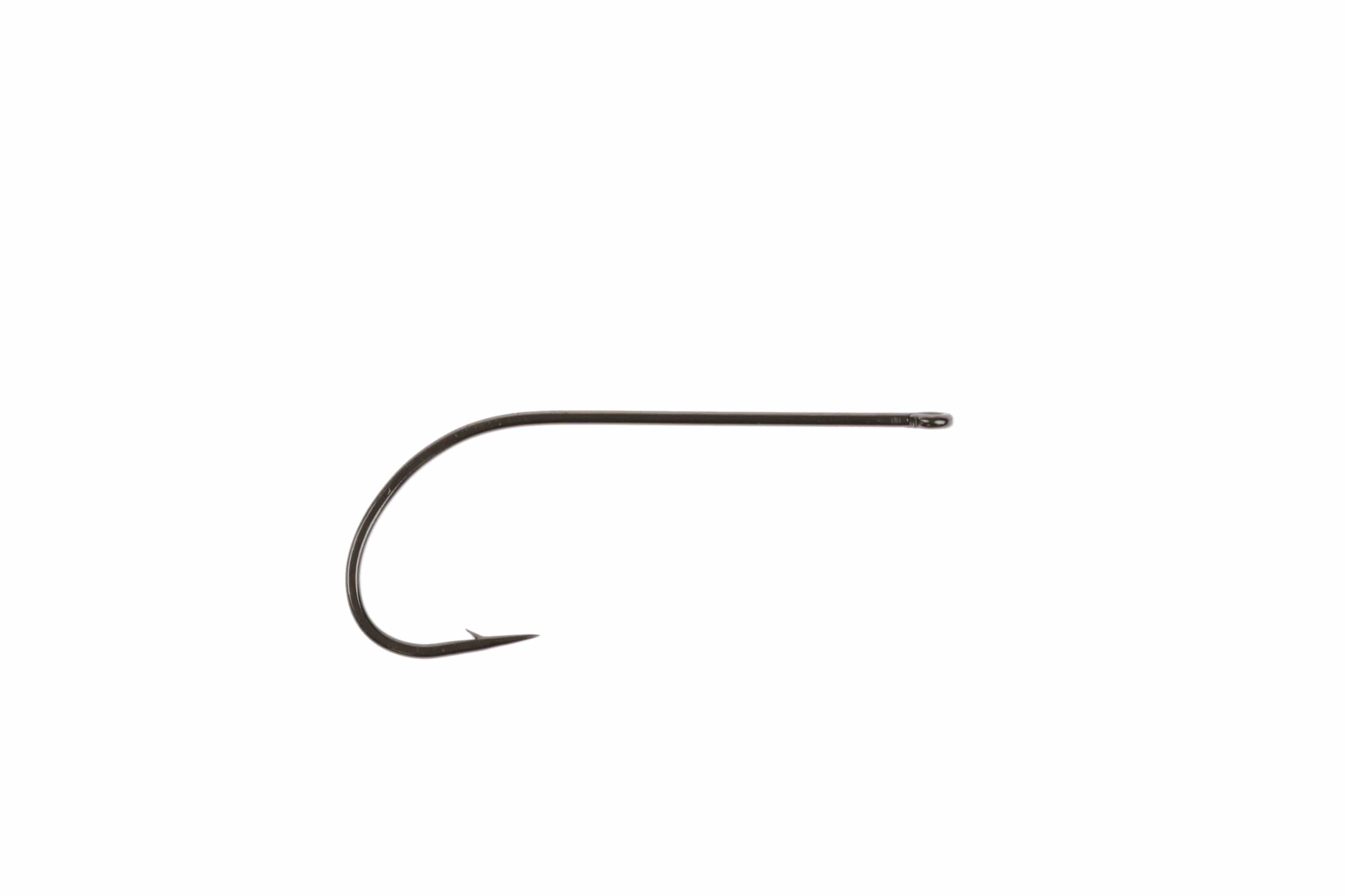 Black Ahrex XO750 stinger hook with straight eye, wide gape and barbed point for fly tying