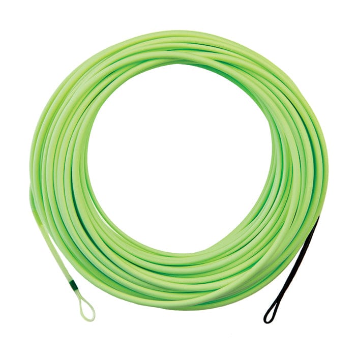 Airflo Rage compact float shooting head, coiled chartreuse fly line with welded loop ends (green and black)