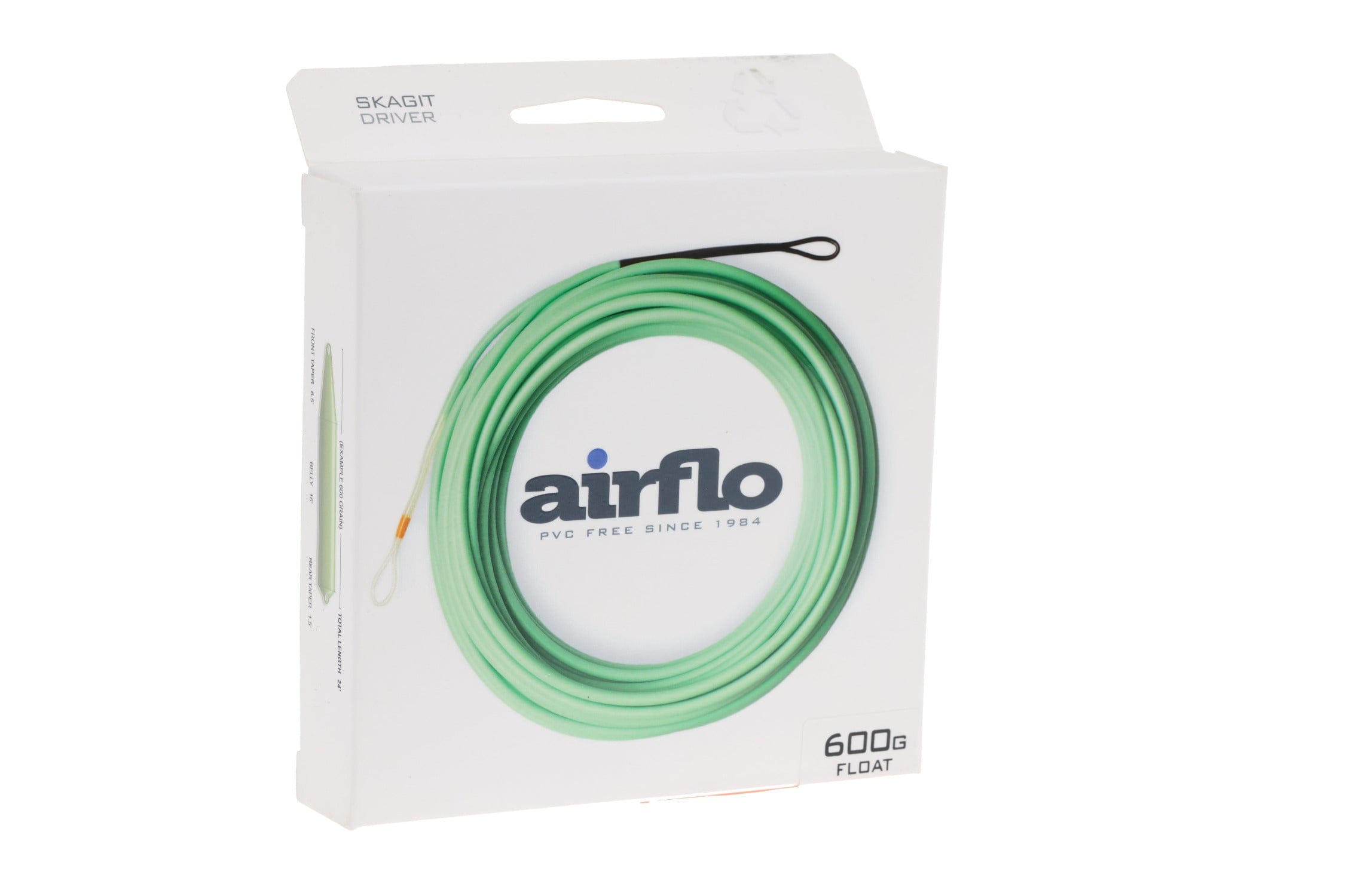 Airflo Skagit Driver mint green coiled PVC-free floating fly line on white retail box