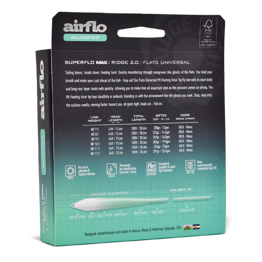 Airflo Superflo Max Ridge 2.0 Flats Universal Taper Saltwater Fly Line