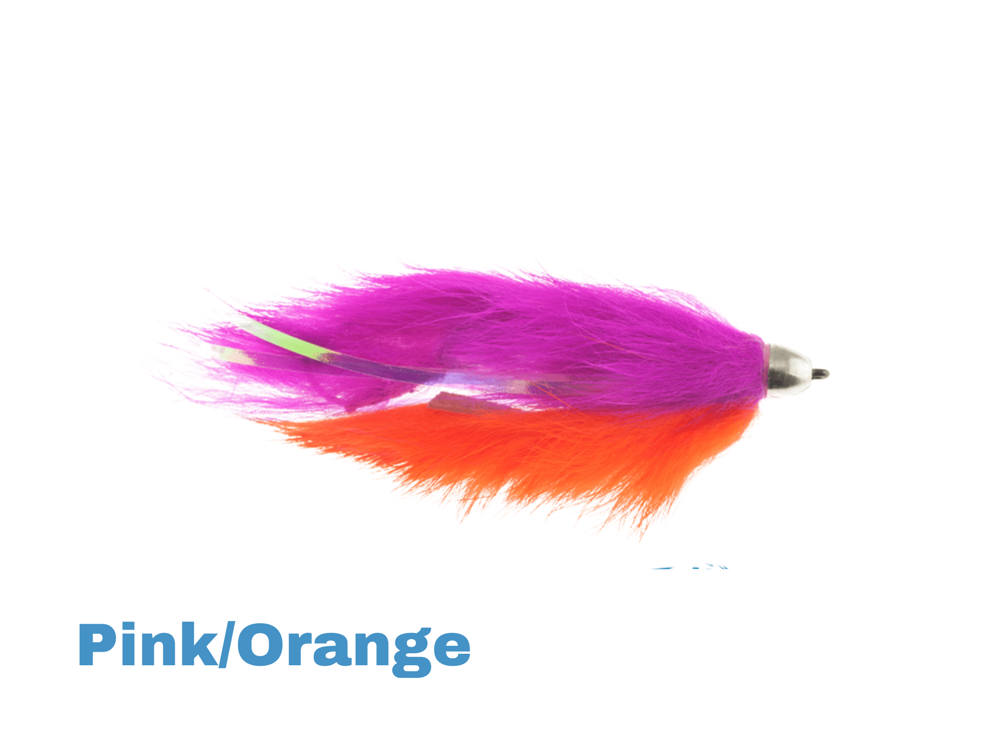 Aquaflies Dolly Llama fly: hot pink marabou over bright orange marabou with silver bead head and iridescent flash