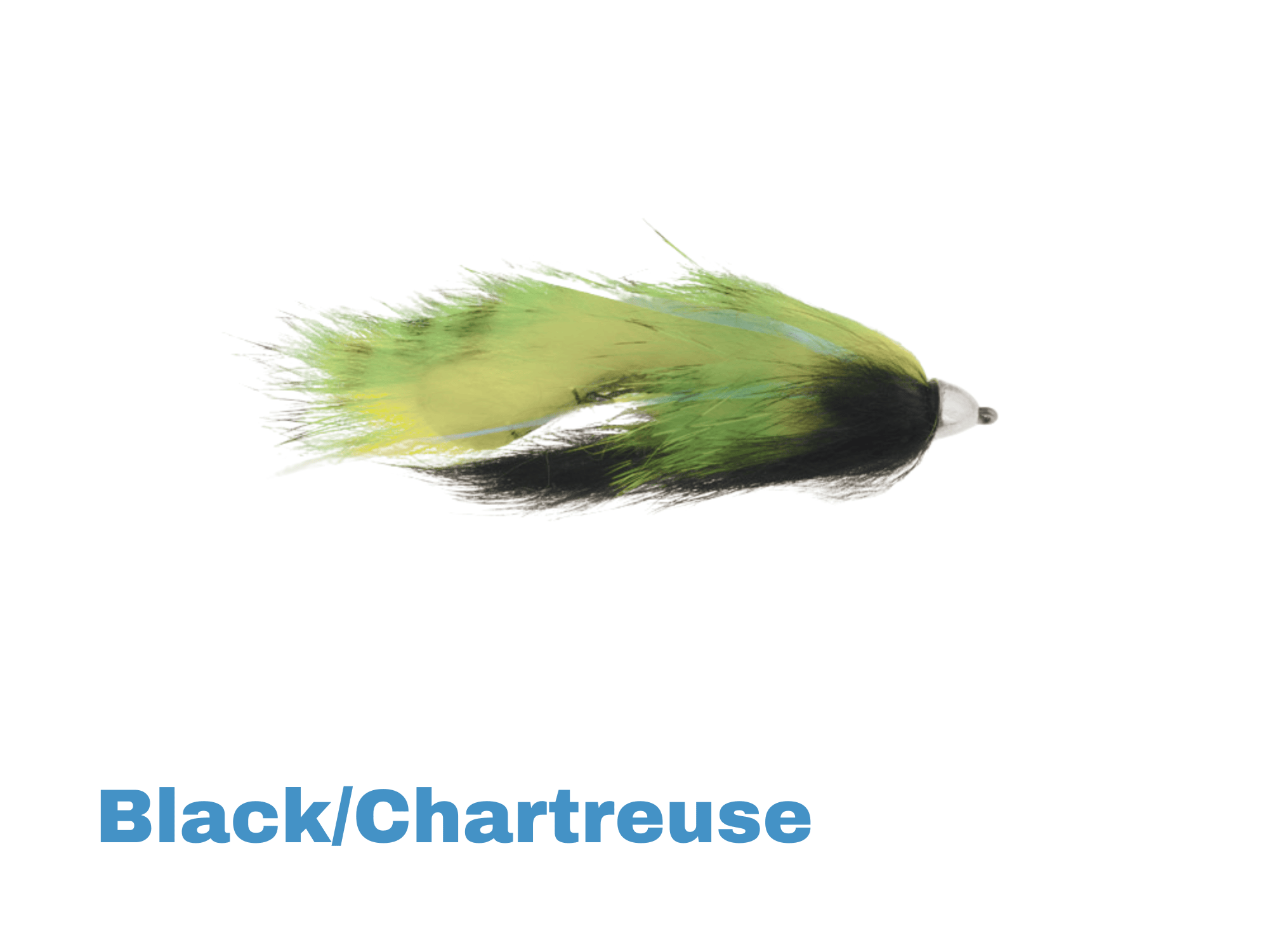 Chartreuse and black marabou Dolly Llama streamer fly with silver bead head and long flowing feather body