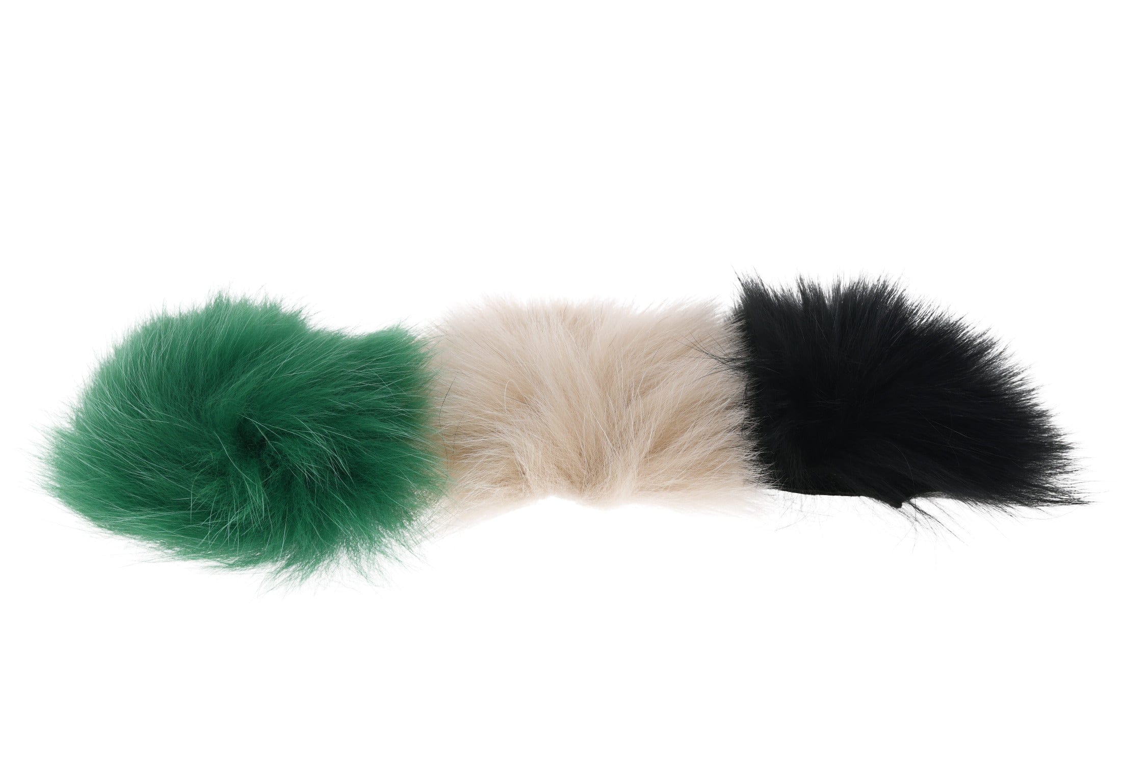 Arctic Fisherman fox fur zonkers in green, natural tan and black, fluffy fly tying strips