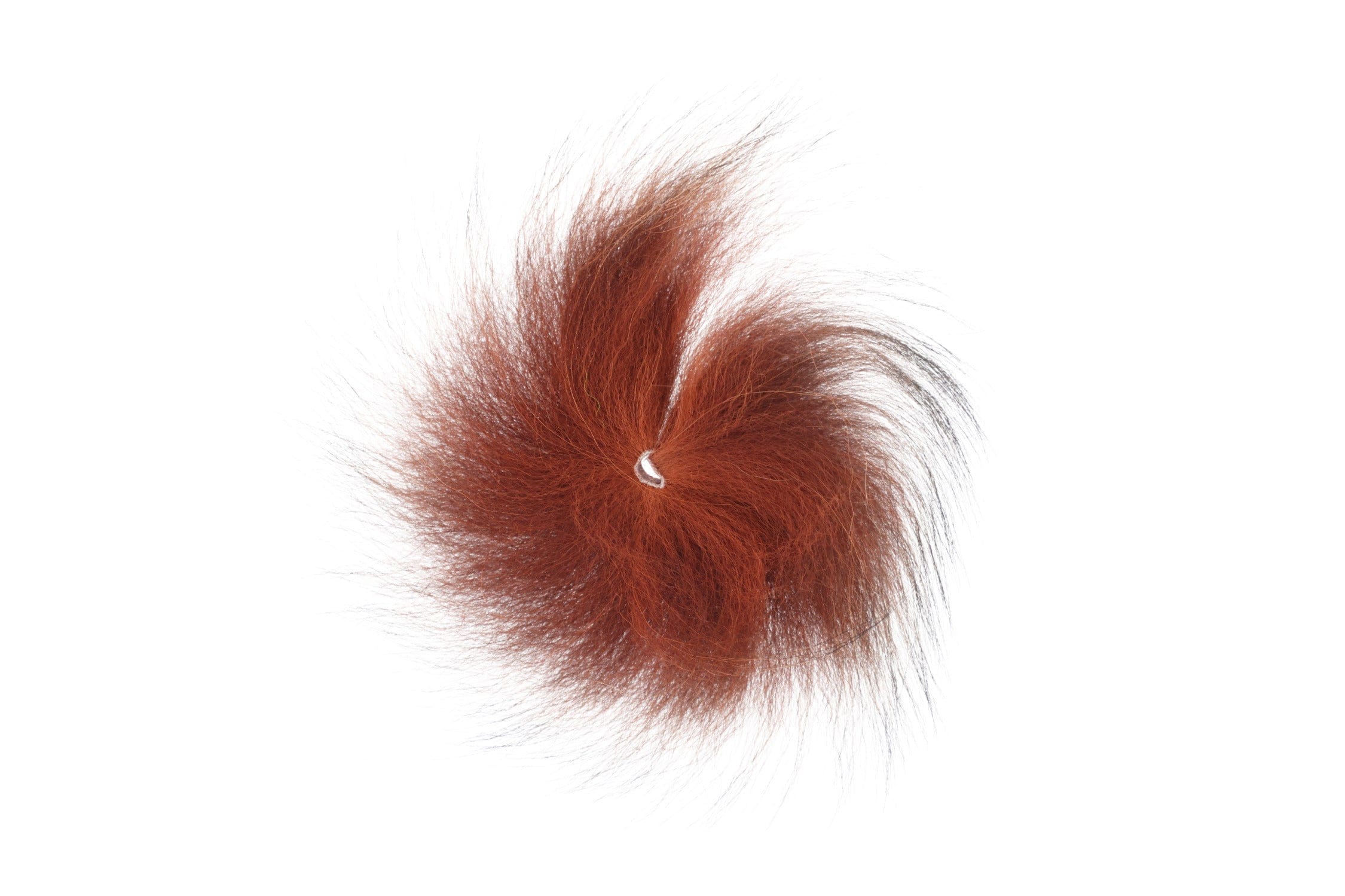 Rust red mutation fox hair tuft with long wispy guard hairs, bundled for fly tying and streamer bodies