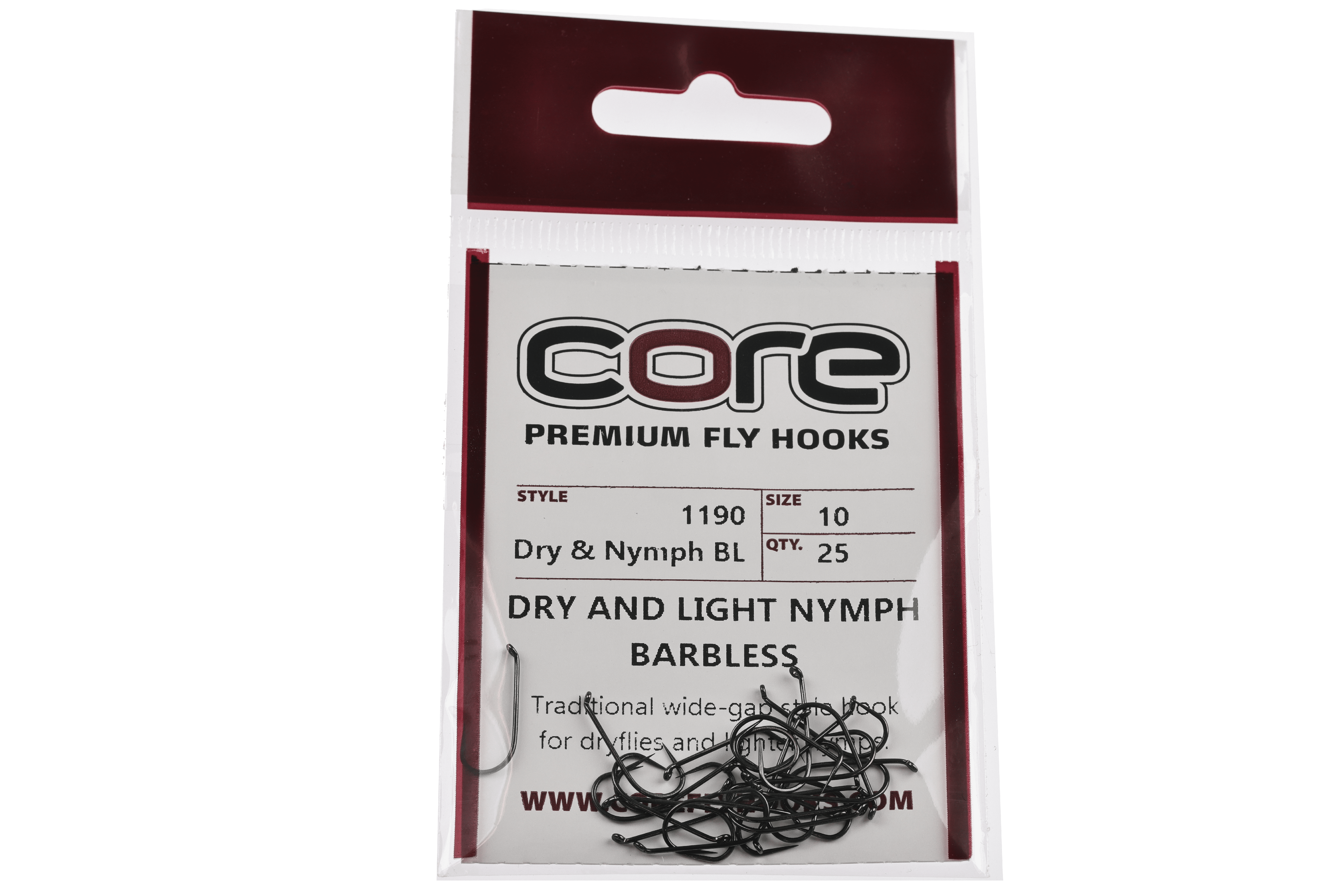 Core C1190 Dry & Light Nymph Black Hooks