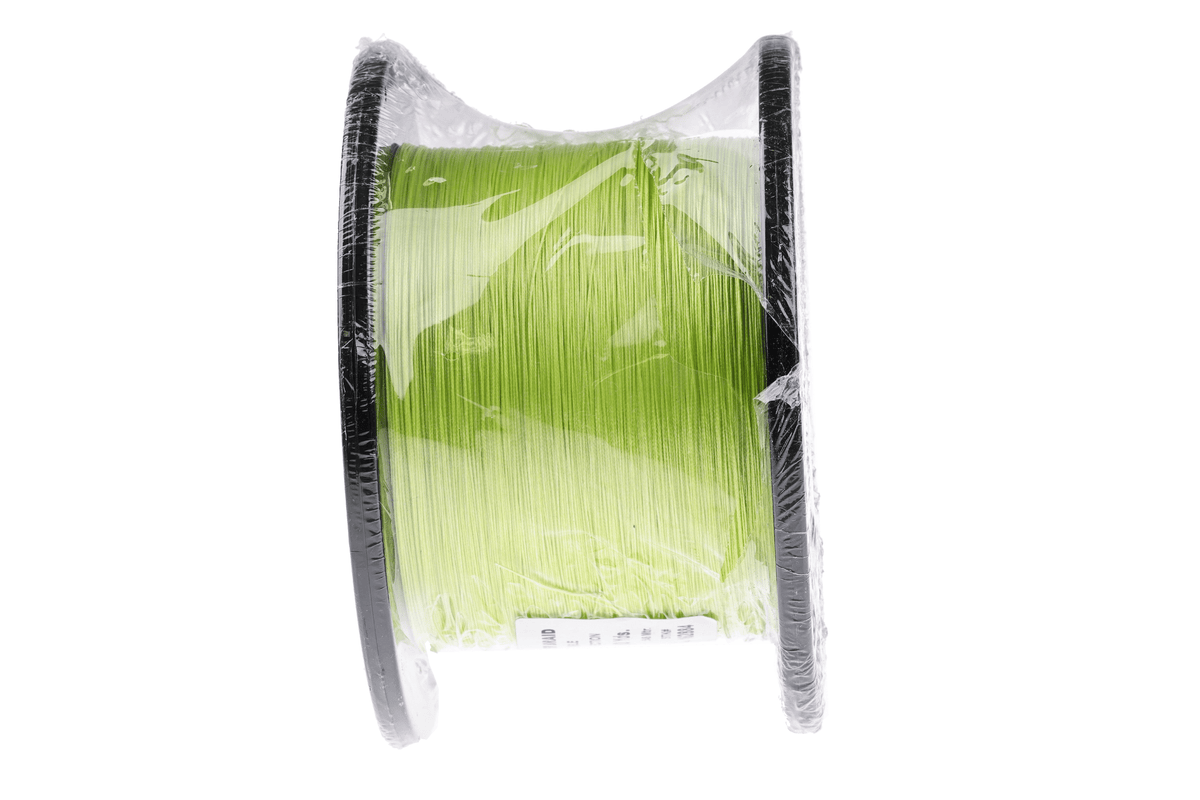 Cortland C-16 600-yard lime green hollow core fishing backing on black spool